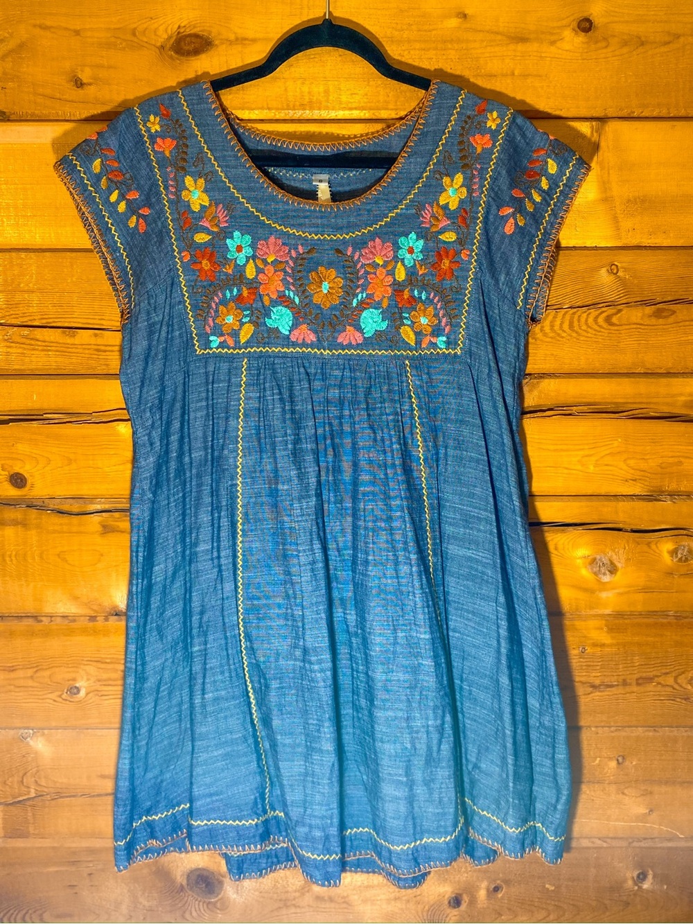 Uncle Frank Blue Embroidered Floral Tunic
